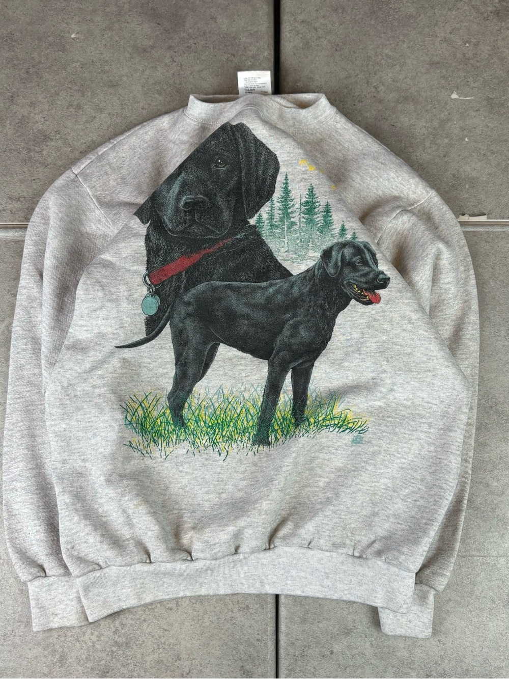 Vintage 90s gray tultex black lab crewneck